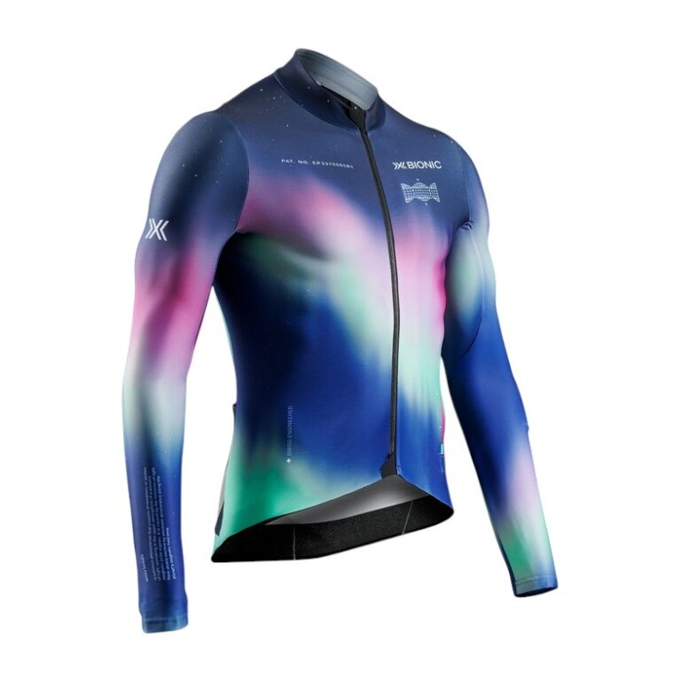 X-Bionic Bicycle Jacket Corefusion Ride Jersey (3 Back Pockets, Optimal Freedom of Movement) Blue/Multicoloured Men's