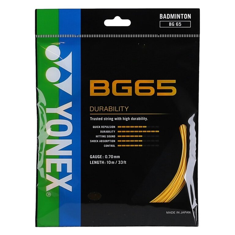 Yonex Badminton String BG65 (Allround+Durability) orange Set 10m