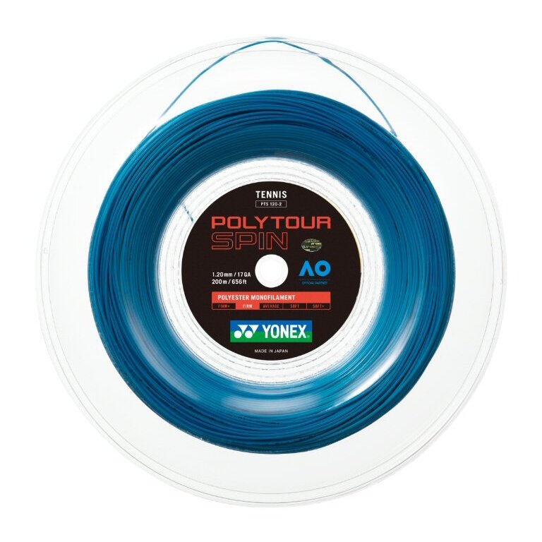 Yonex Tennis String Poly Tour Spin (Durability+Spin) light blue 200m roll