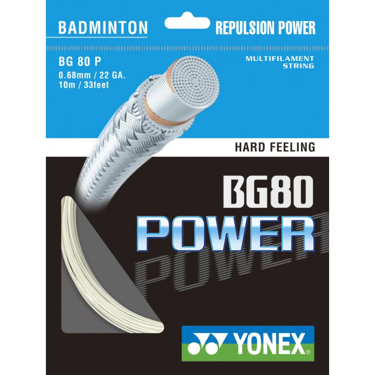 Stringing with badminton string Yonex BG 80 Power white