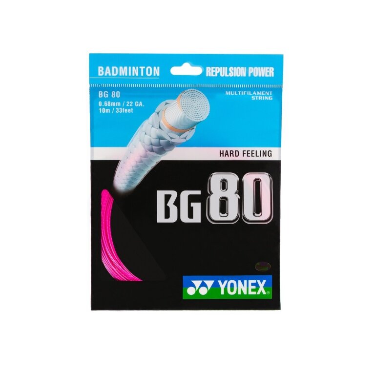 Stringing with badminton string Yonex BG80 pink