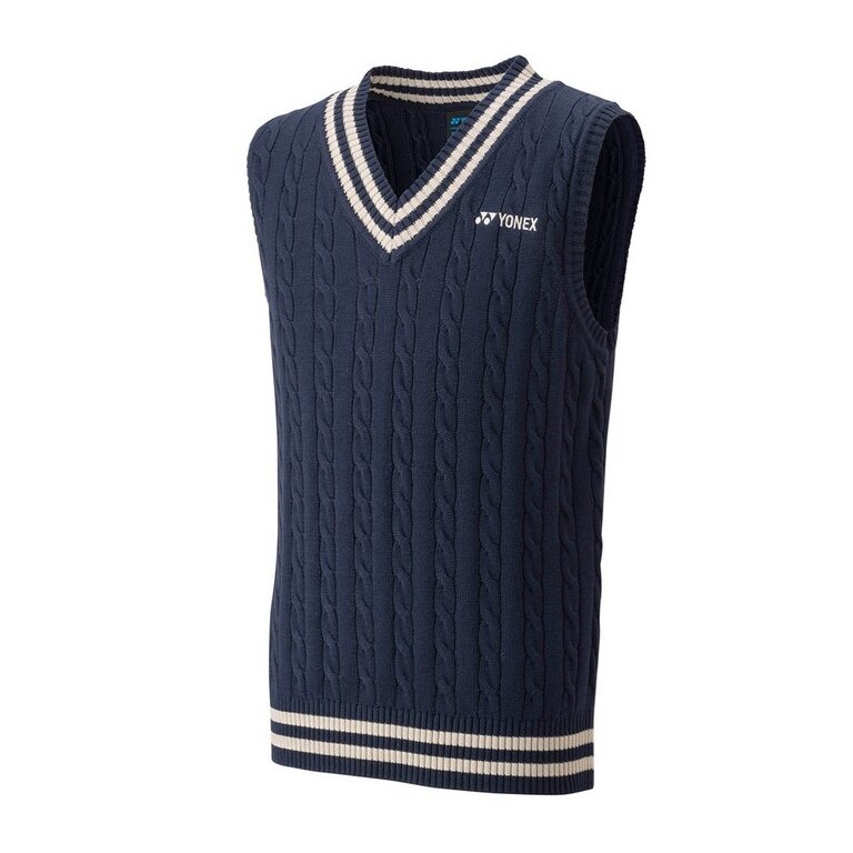 Yonex vest sweater with V-neck in indigo blue for boys