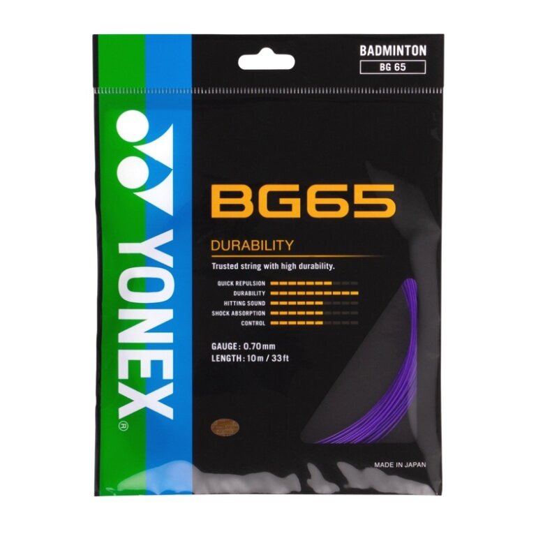 Yonex Badminton String BG65 (Allround + Durability) purple Set 10m