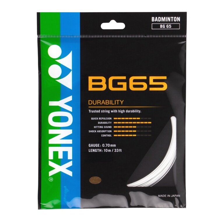 Yonex badminton string BG65 (Allround+durability) white set 10m