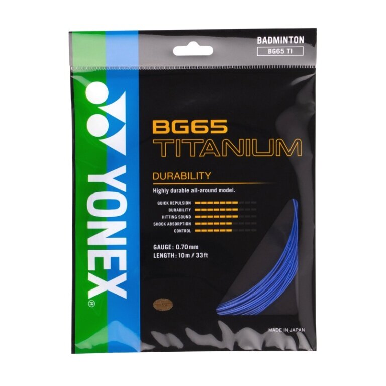 Yonex Badminton String BG 65Ti (Durability + Power) blue 10m set