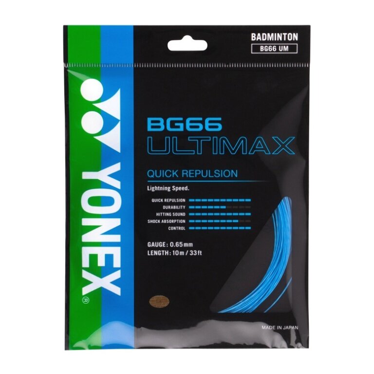 Yonex Badminton String BG 66 Ultimax (Power + Comfort) blue 10m set