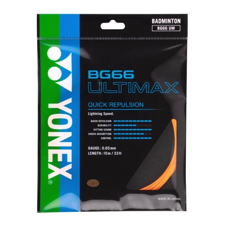 Yonex Badminton String BG 66 Ultimax (Power + Comfort) orange 10m Set