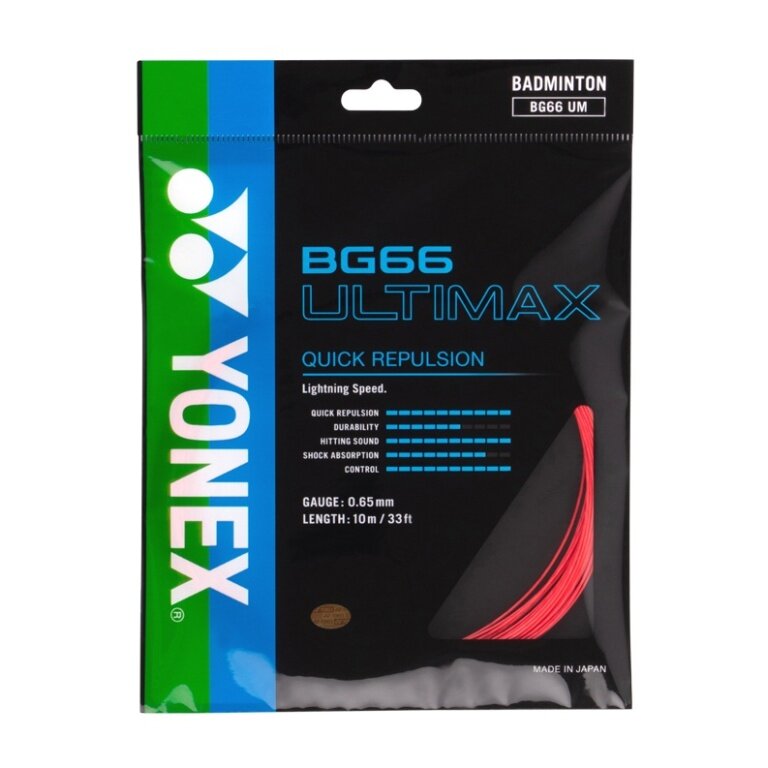 Yonex Badminton String BG 66 Ultimax (Power + Comfort) red 10m set