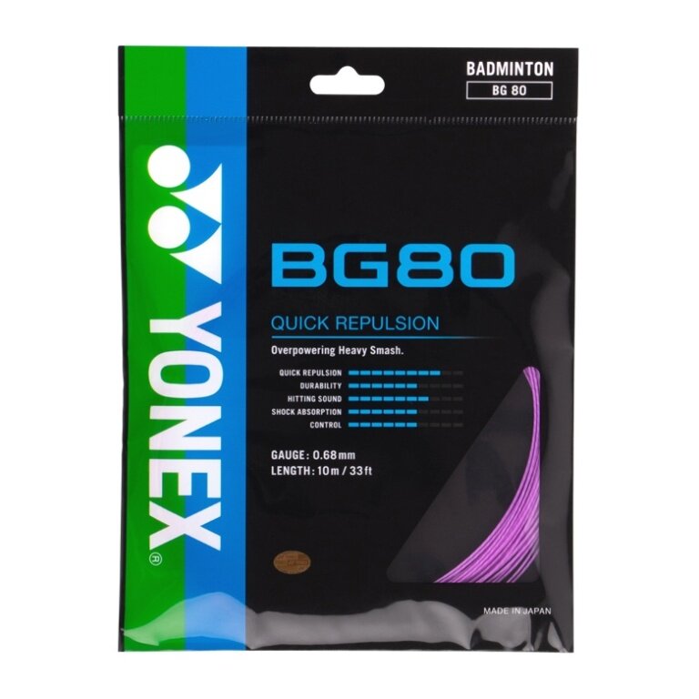 Yonex Badminton String BG80 (Control + Touch) purple 10m set