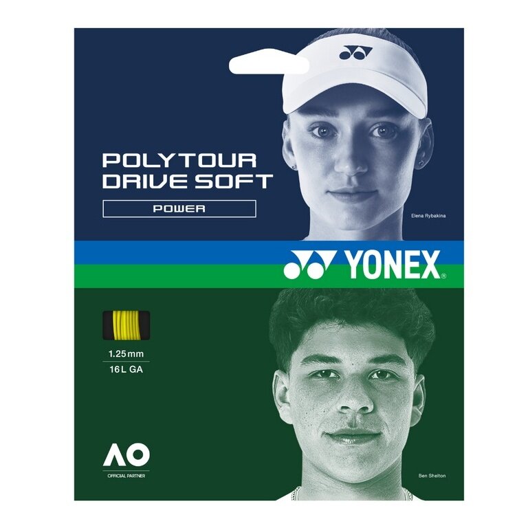 Yonex Tennis String Poly Tour Drive Soft 1.25 (Durability+Control) Yellow 12m Set