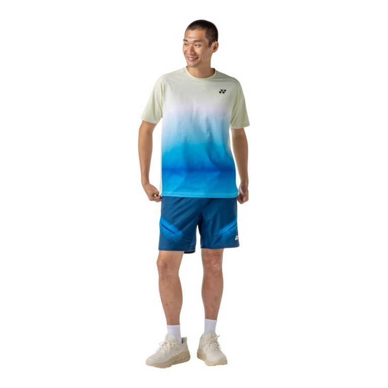 Yonex Sport T-shirt Practice Graphic 16843 (100% Polyester) 2026 champagne/blue Men's