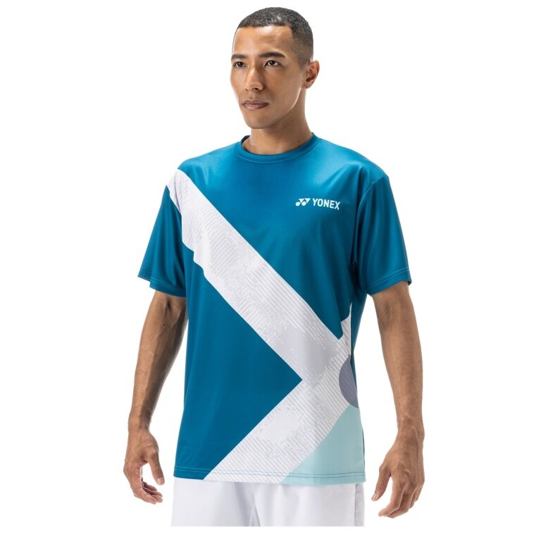 Yonex Training T-shirt Practice Graphic YM0044 (100% Polyester) 2024 blue-green Men
