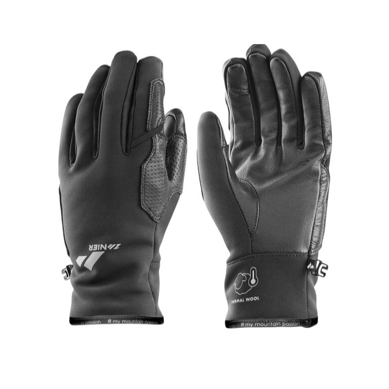 Zanier Gloves Weisskugel (Softshell, Leather Palm) black - 1 Pair