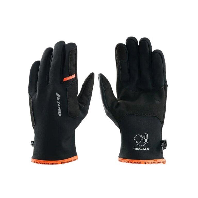 Zanier Softshell Gloves Similaun (maximum freedom of movement) black/orange - 1 pair