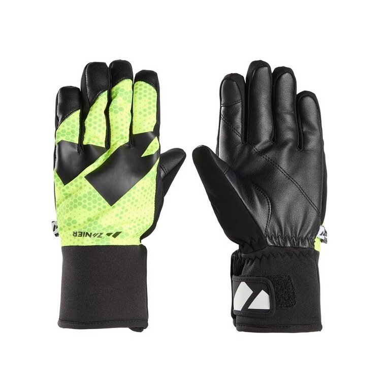 Zanier Winter Gloves Shredder.STX (optimal wearing comfort) black/lime green Children