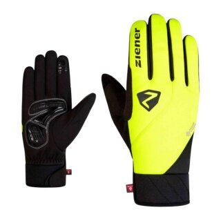 Ziener Bicycle Gloves DONNI-Z WS PR (Gel Padding, Windproof) yellow/black - 1 Pair