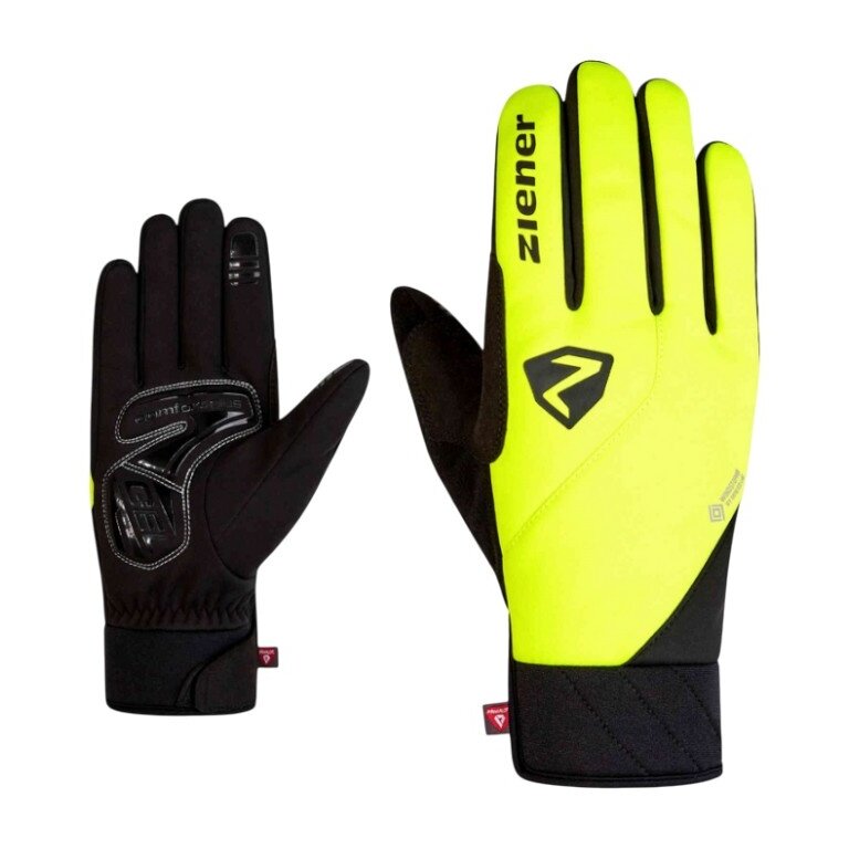 Ziener Bicycle Gloves DONNI-Z WS PR (Gel Padding, Windproof) yellow/black - 1 Pair