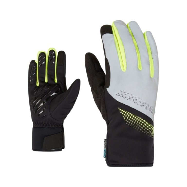 Ziener Bicycle Winter Gloves Dilip-Z AS® Touch (waterproof, windproof) black/grey/yellow - 1 pair