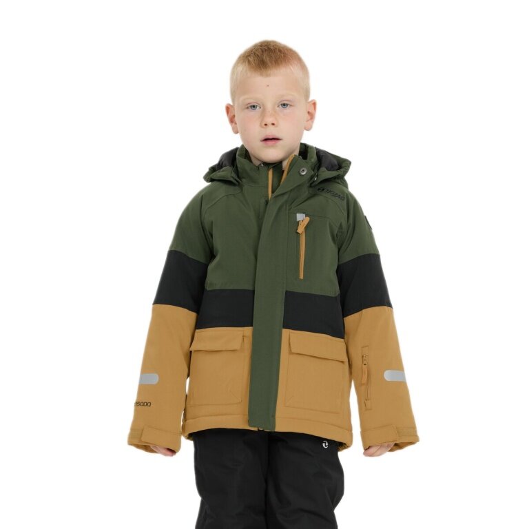 Zigzag Winter Ski Jacket Taylora W-PRO 15,000 (4-way stretch, waterproof, windproof) caramel brown/olive green children