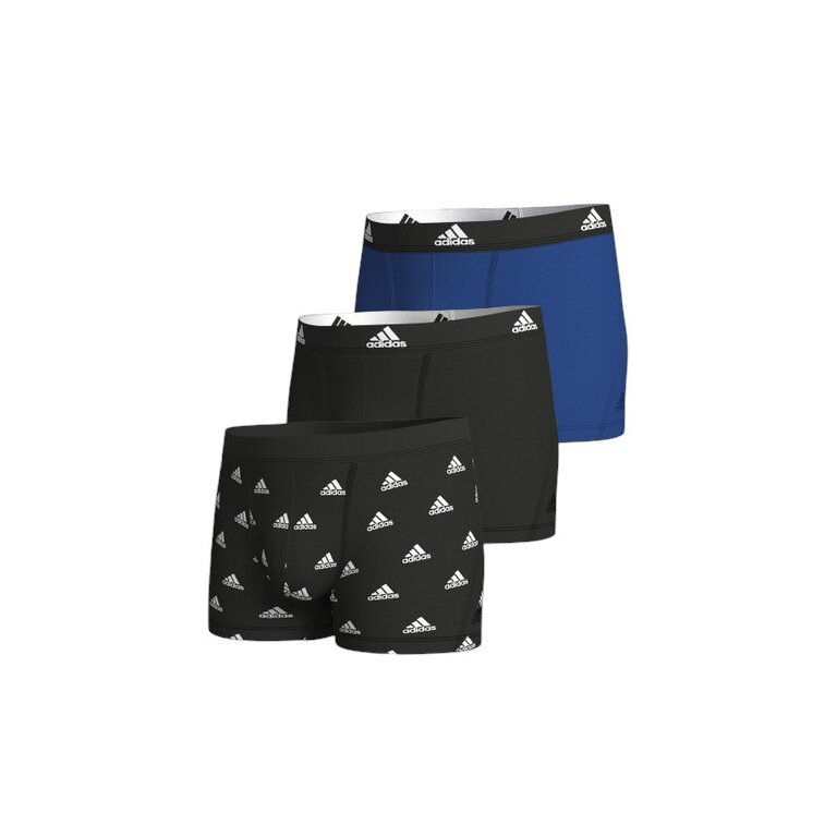 adidas underwear boxershorts trunk cotton black/blue - 3 pieces