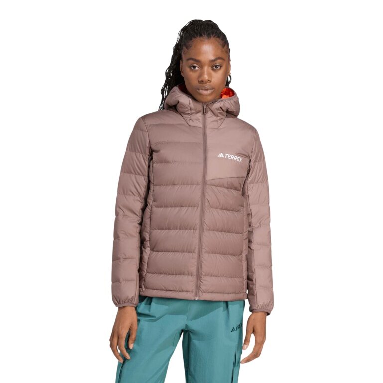 adidas Terrex Multi Light Down CLIMAWARM Hooded Down Jacket brown ladies