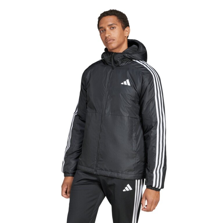 adidas Winter Insulated Jacket Essentials 3-Stripes Insulated Hooded (water-repellent) black men's