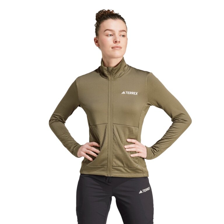 adidas Terrex Fleece Jacket Multi Light Olive Green Women's