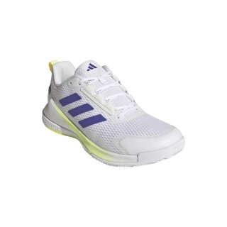 adidas indoor court shoes Novaflight 2 white/blue/lime green men's
