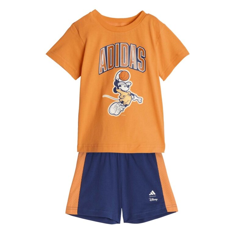 adidas tracksuit Disney Mickey Mouse (T-shirt and shorts) orange/dark blue toddlers
