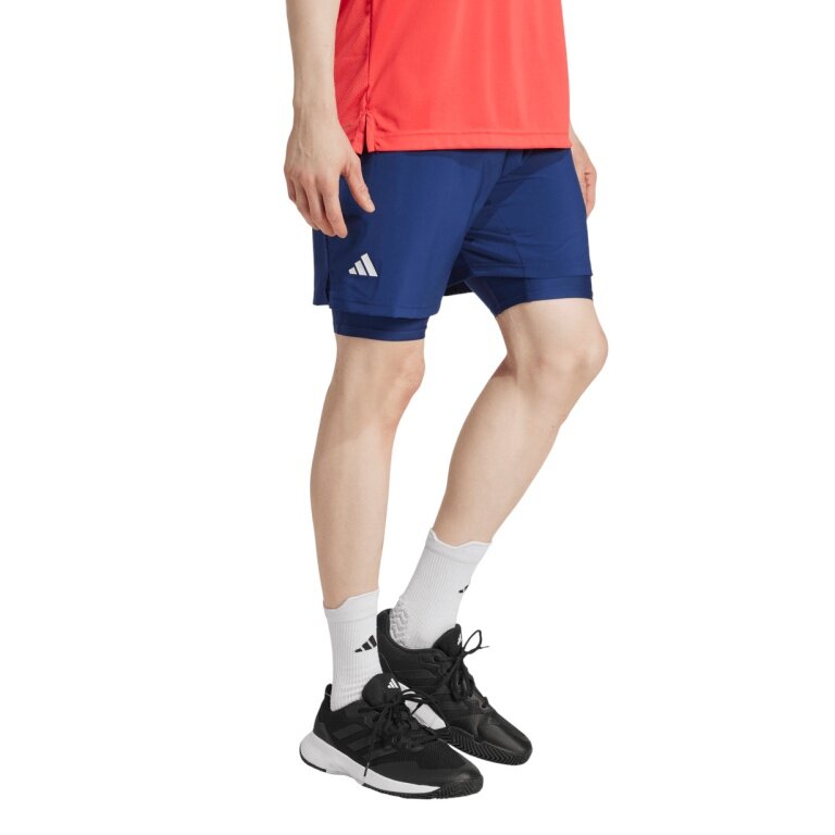 adidas Club Climacool 2in1 Tennis Shorts (Short+Tight) dark blue Men's