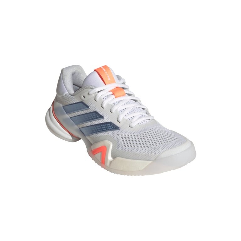 adidas Barricade 14 Allcourt Tennis Shoes (Stability) 2026 white/blue/orange ladies