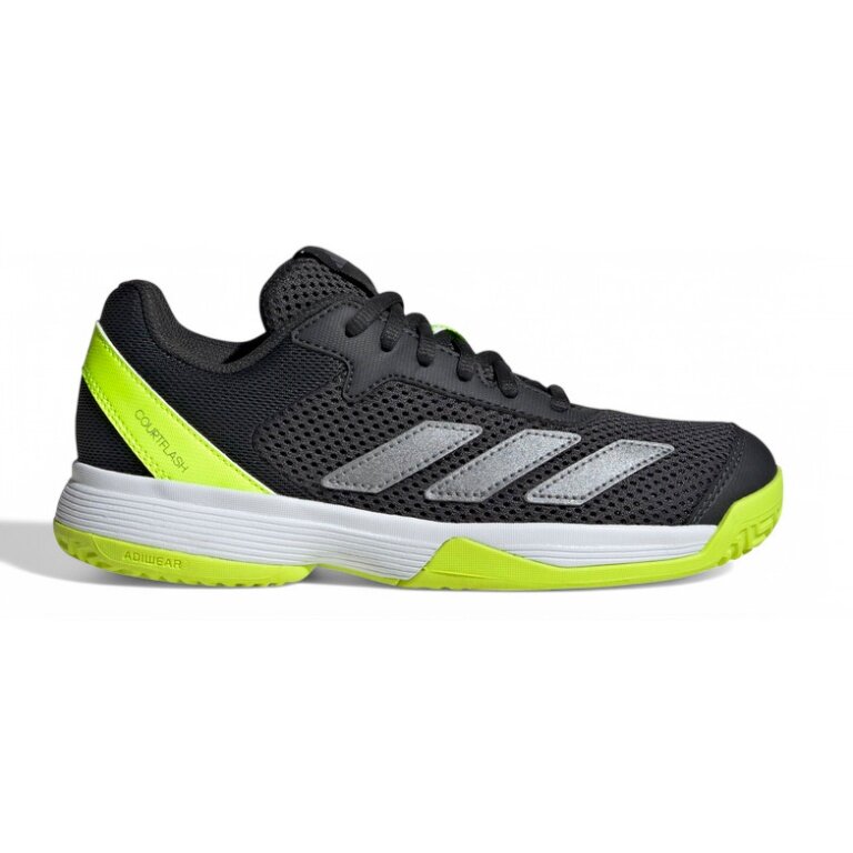adidas Courtflash Allcourt 2025 tennis shoes carbon grey/lime boys