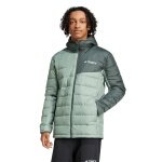 adidas Terrex Multi Light Hooded Down Jacket (warm, water-repellent) light green/olive men's
