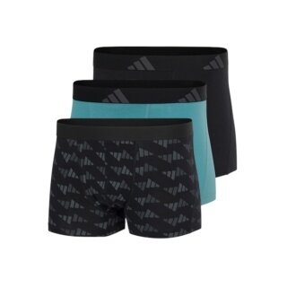 adidas underwear boxershorts trunk active flex cotton black/teal blue men's - 3 pieces