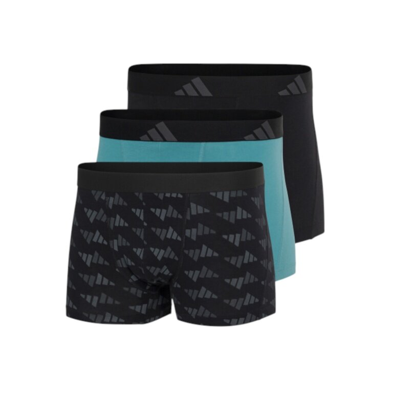 adidas underwear boxershorts trunk active flex cotton black/teal blue men's - 3 pieces