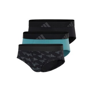 adidas Underwear Slip Brief Active Flex Cotton - black/teal blue/grey - 3 pieces