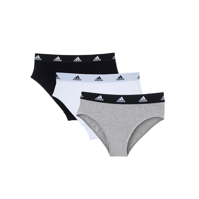adidas Women's Bikini Briefs (95% Cotton) white/grey/black - 3 Pieces