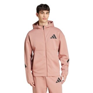 adidas Z.N.E. Zip Hoodie (Cotton/Polyester) pink/light orange men's