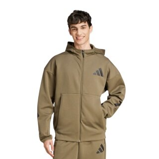 adidas Z.N.E. Zip Hoodie (Cotton/Polyester) olive green men's