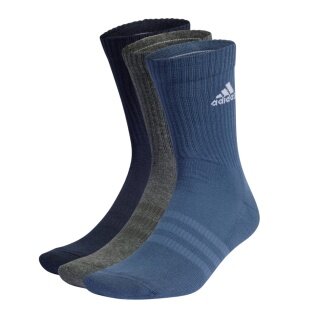 adidas Sports Socks Crew Cushioned (Arch Support, Fully Padded) blue/grey - 3 pairs