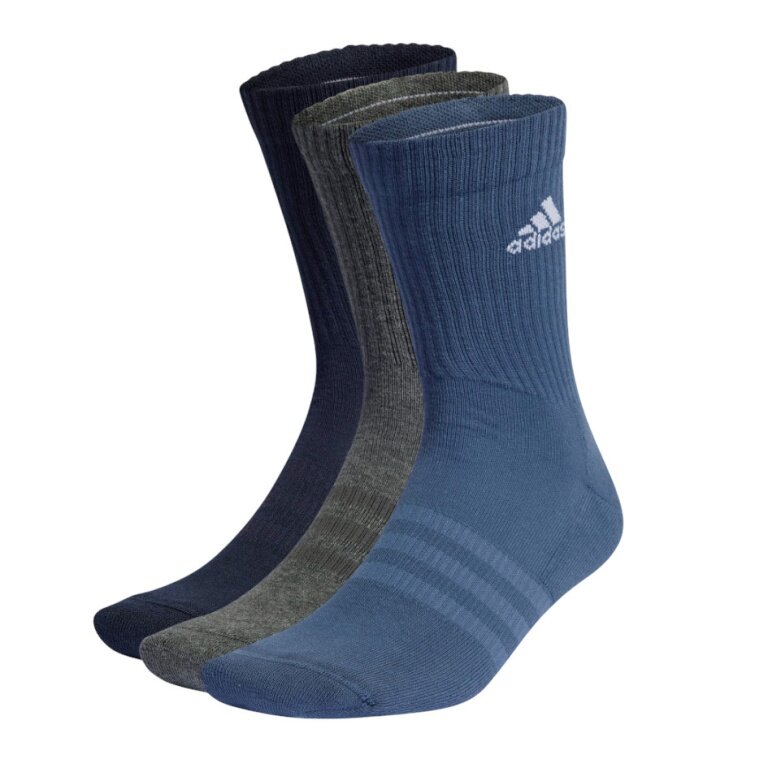 adidas Sports Socks Crew Cushioned (Arch Support, Fully Padded) blue/grey - 3 pairs