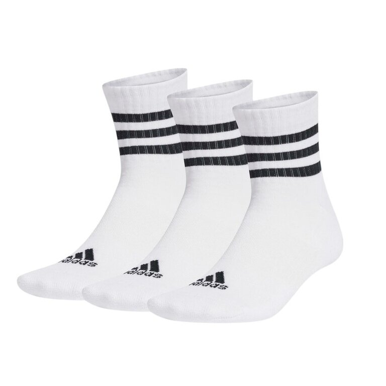 adidas Sports Socks 3-Stripes Cushioned Sportswear Mid-Cut (Cotton) white/black - 3 pairs