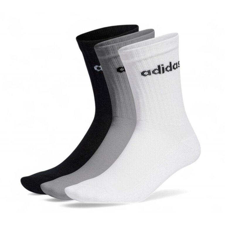 adidas Sports Socks Linear Crew Cushioned (Cotton) white/grey/black - 3 pairs