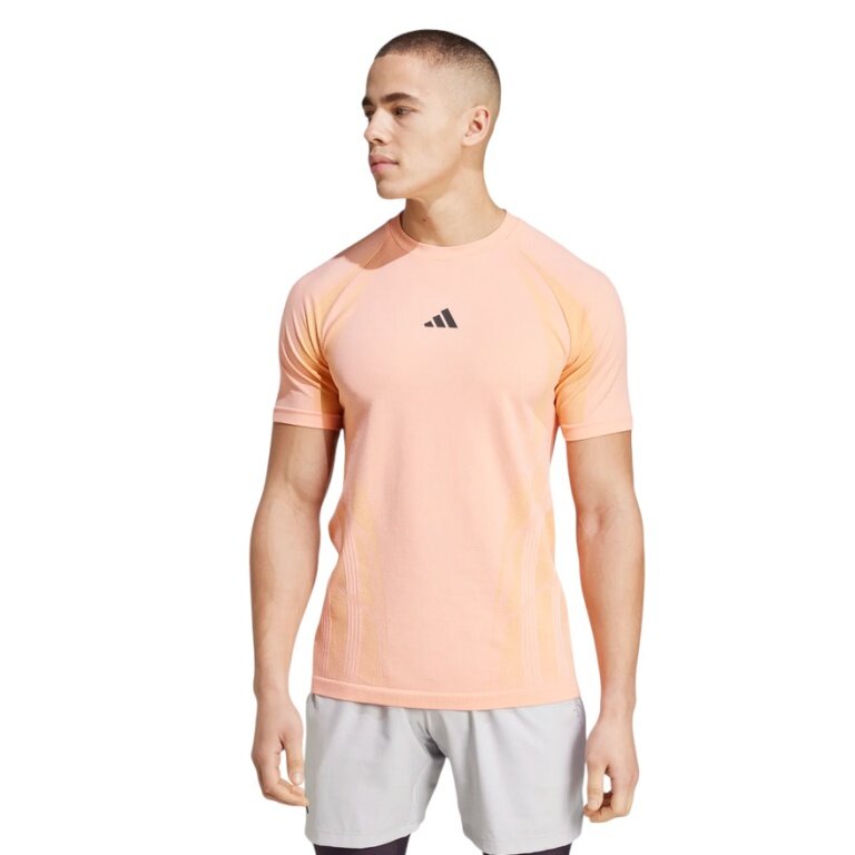 adidas Tennis T-shirt Pro Seamless Aeroready FreeLift (moisture-absorbing) bright orange men's