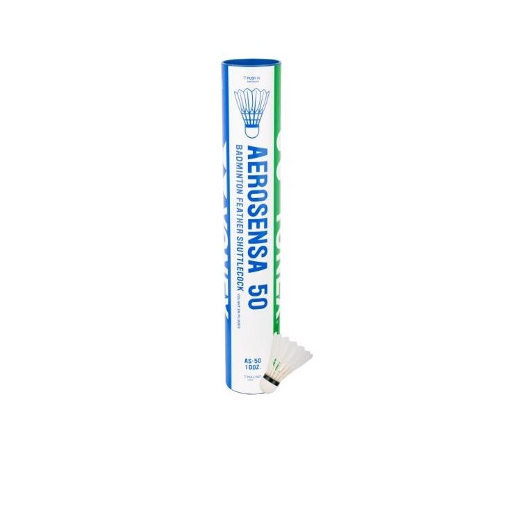Yonex Badminton Balls Aerosensa 50 Premium Goose Feather White Box of 12