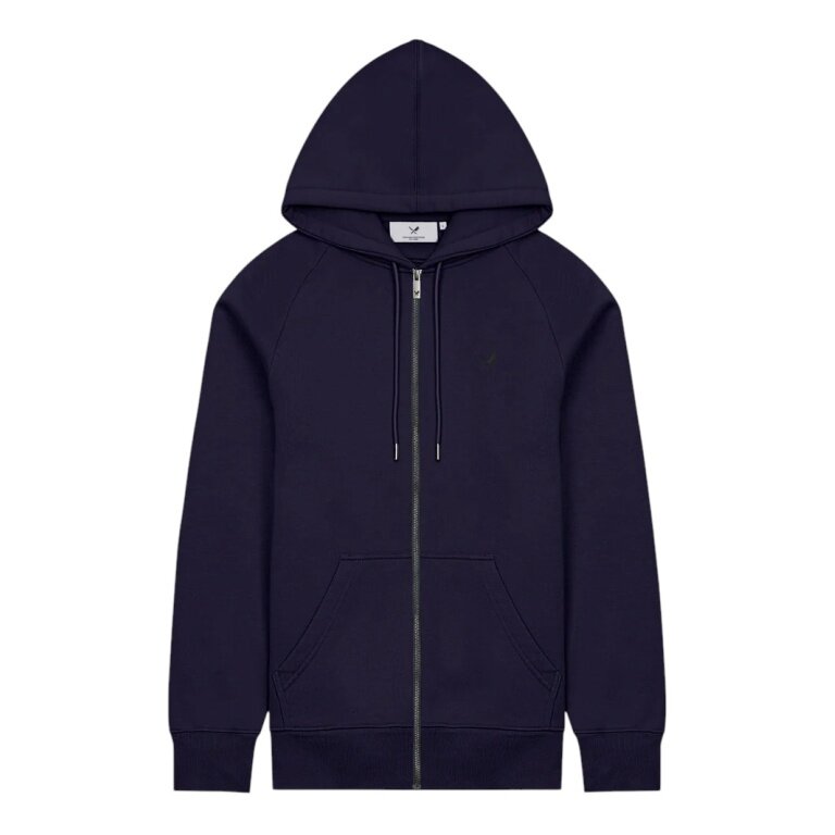 distorted people Classic Raglan Zip Hoodie navy blue men's