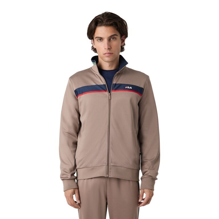 Fila Leisure Sports Jacket Sagano (Sweat Jacket, 100% Polyester) Full Zip - taupe brown Men's