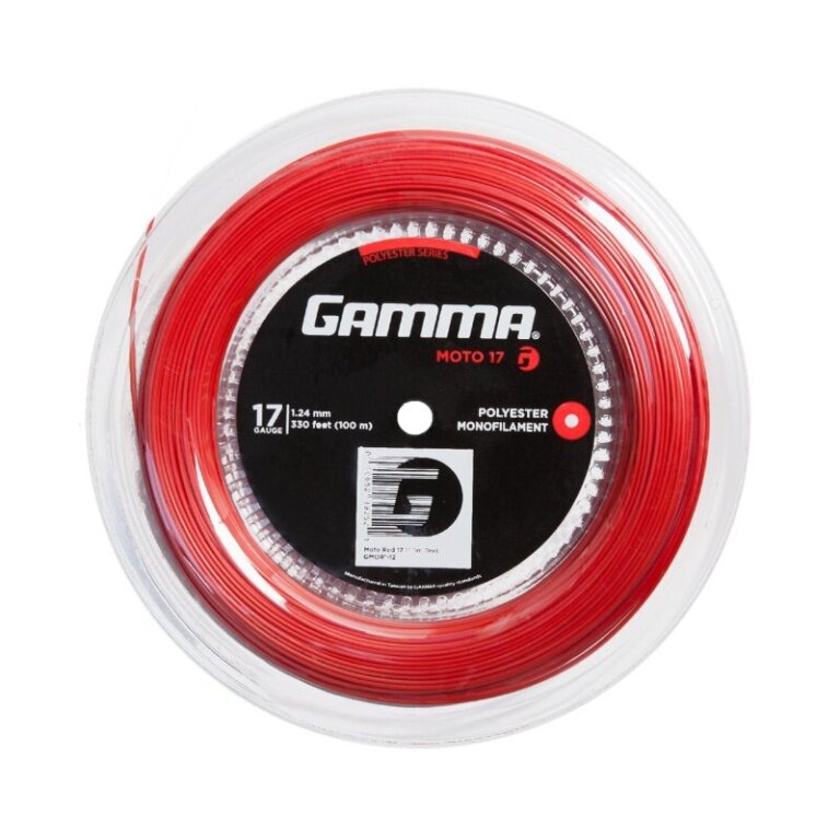 Gamma Tennis String Moto (Durability + Spin) 5 Year Limited Edition Red 100m Reel