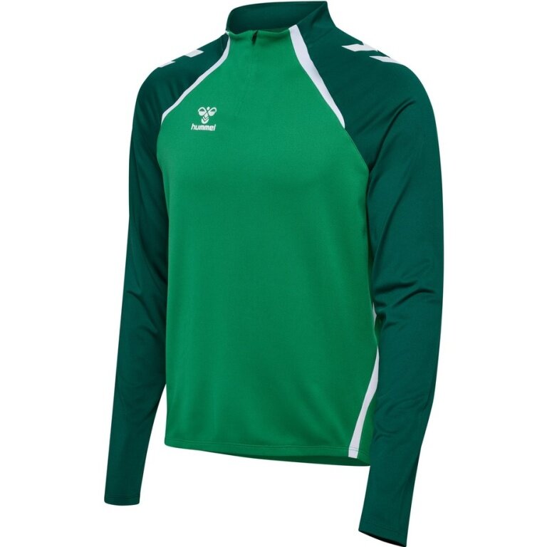 Hummel long-sleeve shirt hmlLEAD 2.0 Half Zip (recycled polyester, high breathability) green men's