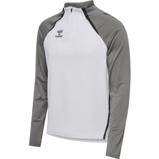 Hummel long-sleeve shirt hmlLEAD 2.0 Half Zip (recycled polyester, high breathability) white/grey men's